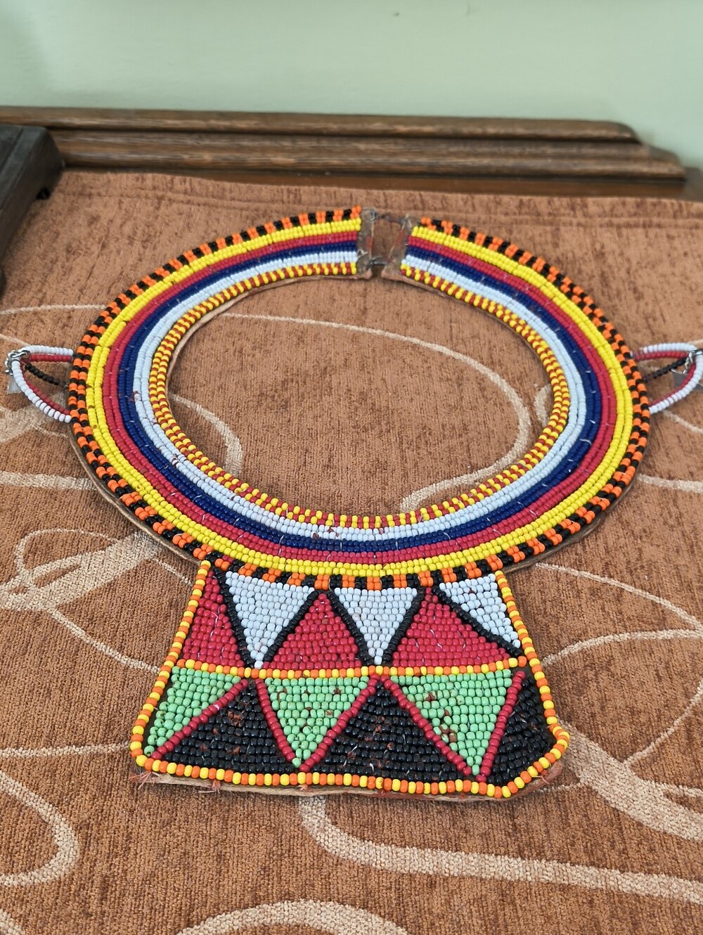 Vtg Maasai Beaded Necklace Collar Handmade Tribal Wedding Ceremonial Colorful